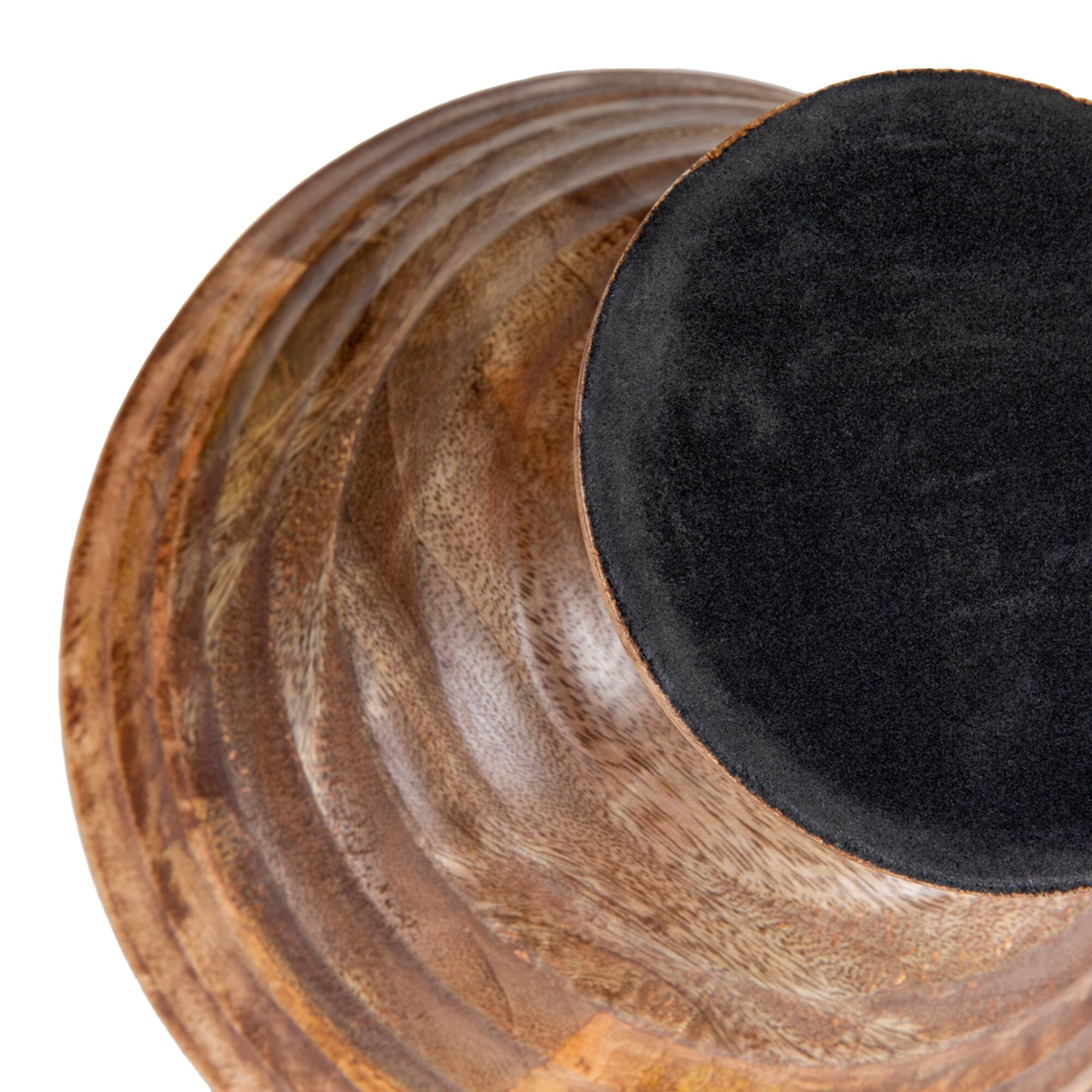 Hello Honey® 9.75" Ridged Mango Wood Footed Bowl